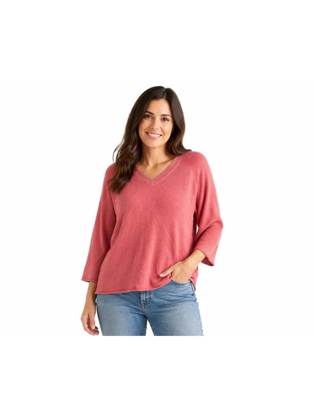 Cyrus Women’s  Muted Coral V Neck Sweater Size 3X